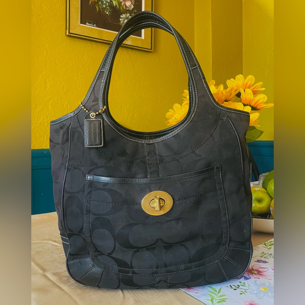 Coach Black Signature Tote Bag